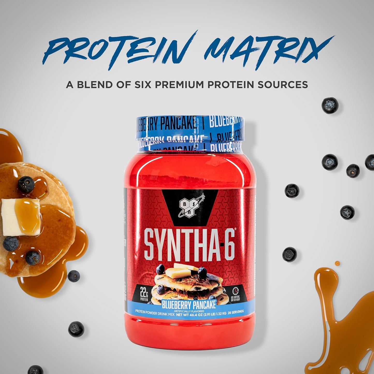 BSN SYNTHA-6 Blueberry Pancake Whey Protein Powder - 28 Servings