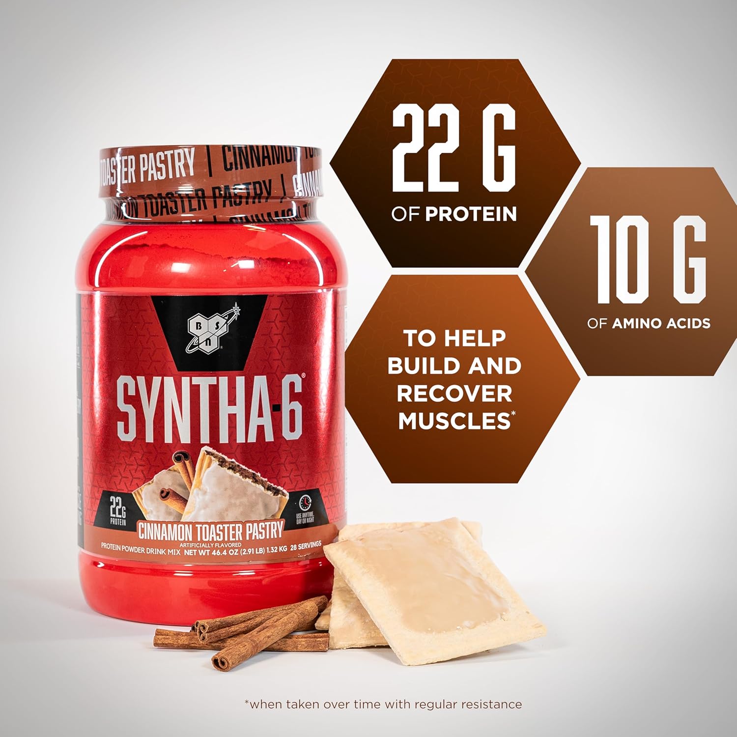 BSN SYNTHA-6 Whey Protein Powder: Cinnamon Toaster Pastry Flavor, 28 Servings