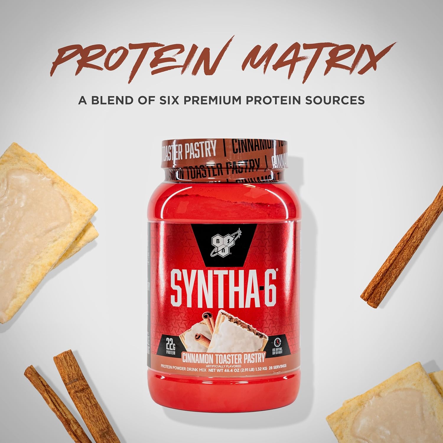 BSN SYNTHA-6 Whey Protein Powder: Cinnamon Toaster Pastry Flavor, 28 Servings