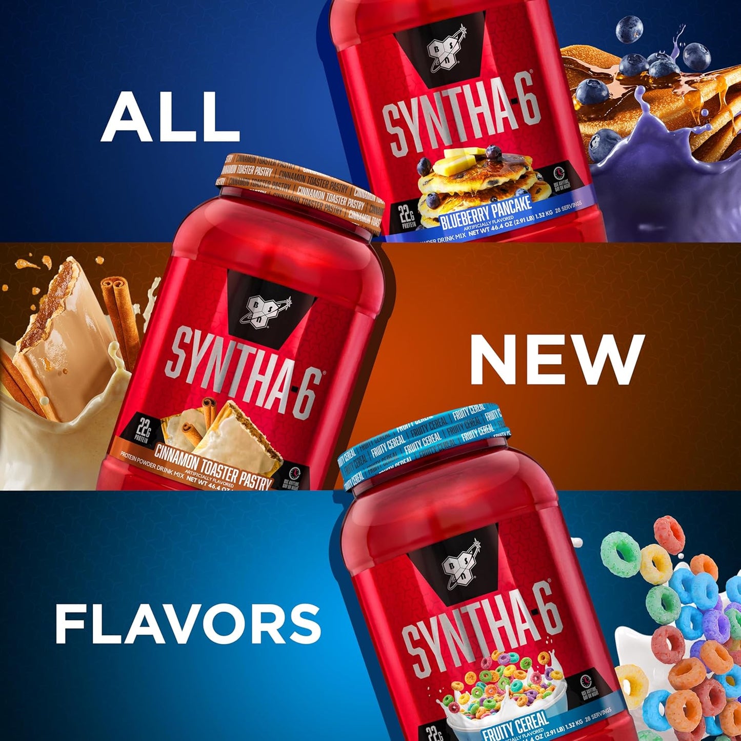 BSN SYNTHA-6 Whey Protein Powder: Cinnamon Toaster Pastry Flavor, 28 Servings