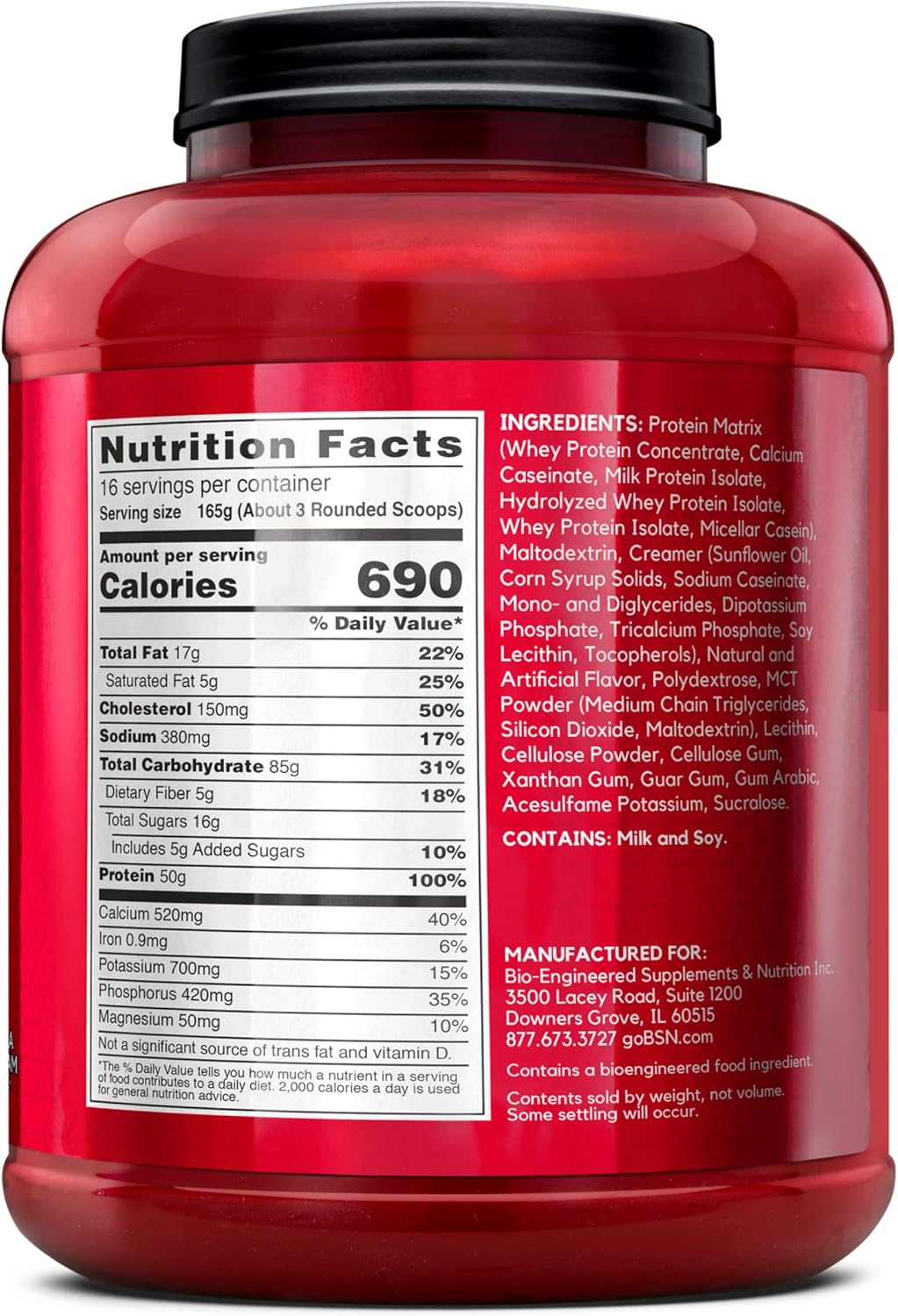 BSN TRUE-MASS Weight Gainer Protein Powder, Vanilla Ice Cream Flavor, 5.82 lb - Muscle Mass Gainer