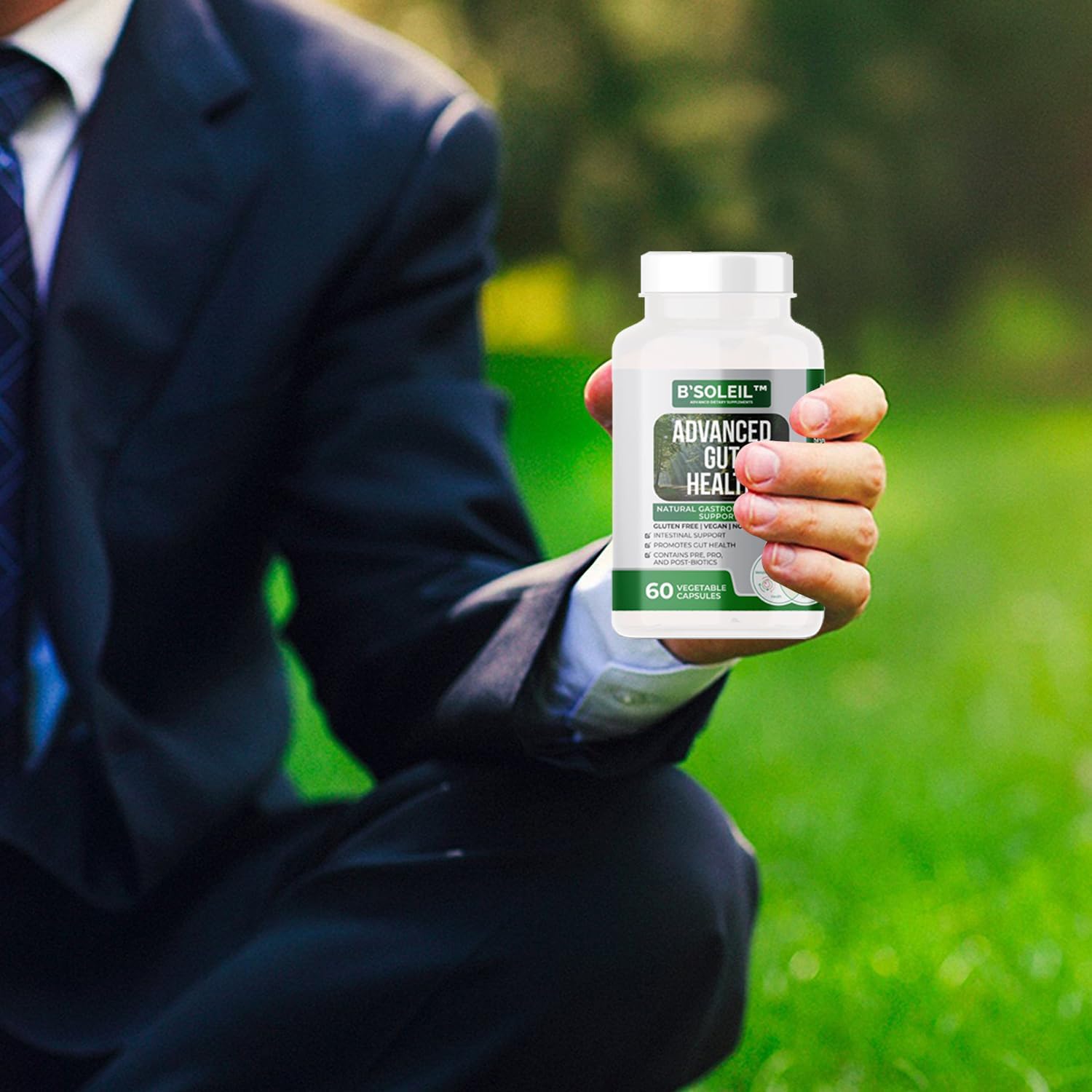 B'Soleil Advanced Gut Health Probiotics - Pack of 3 with Pre, Pro & Post Biotics - Natural Gastrointestinal Support - Gluten Free, Vegan & Non-GMO - 25 Billion CFU - 60 Capsules/Pack