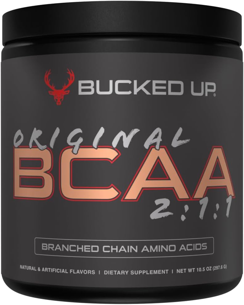 Bucked Up Original BCAA 2:1:1 Supplement Powder Apple Jacked Flavor - Pure Instantized Formula for Pre/Post Workout - 30 Servings