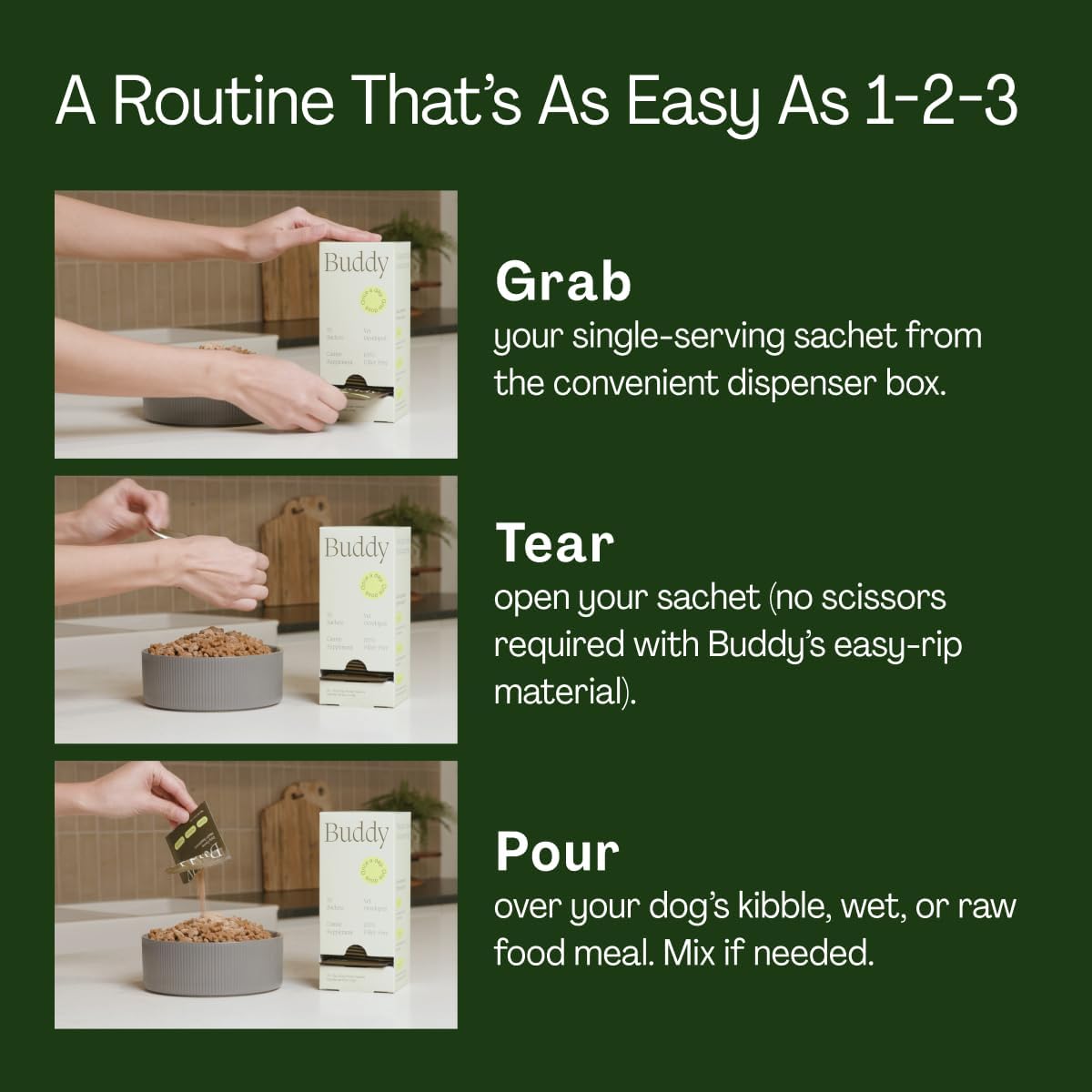 Buddy Pets 10-in-1 Daily Dog Multivitamin Supplement - 23 Active Ingredients for Hip & Joint, Skin & Coat, Digestion - Meal Topper with No Filler