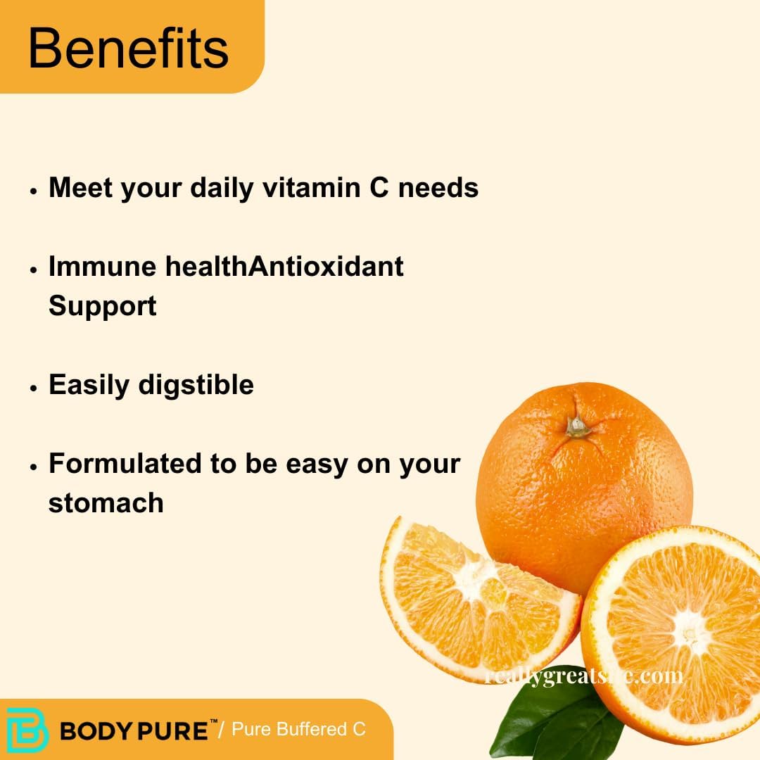 Buffered Vitamin C Capsules - 180 Count, 350mg | Daily Immune & Antioxidant Support Supplement