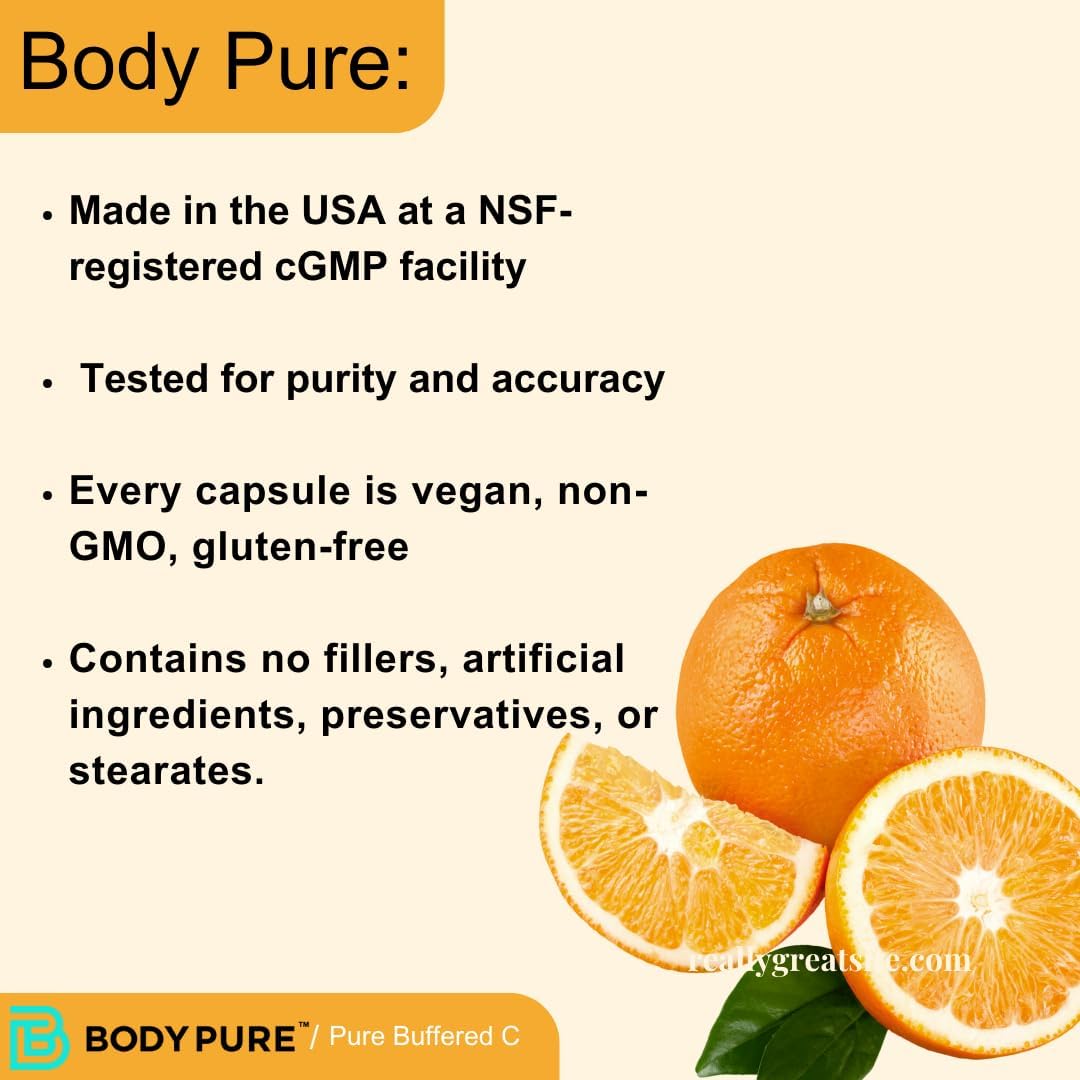 Buffered Vitamin C Capsules - 180 Count, 350mg | Daily Immune & Antioxidant Support Supplement