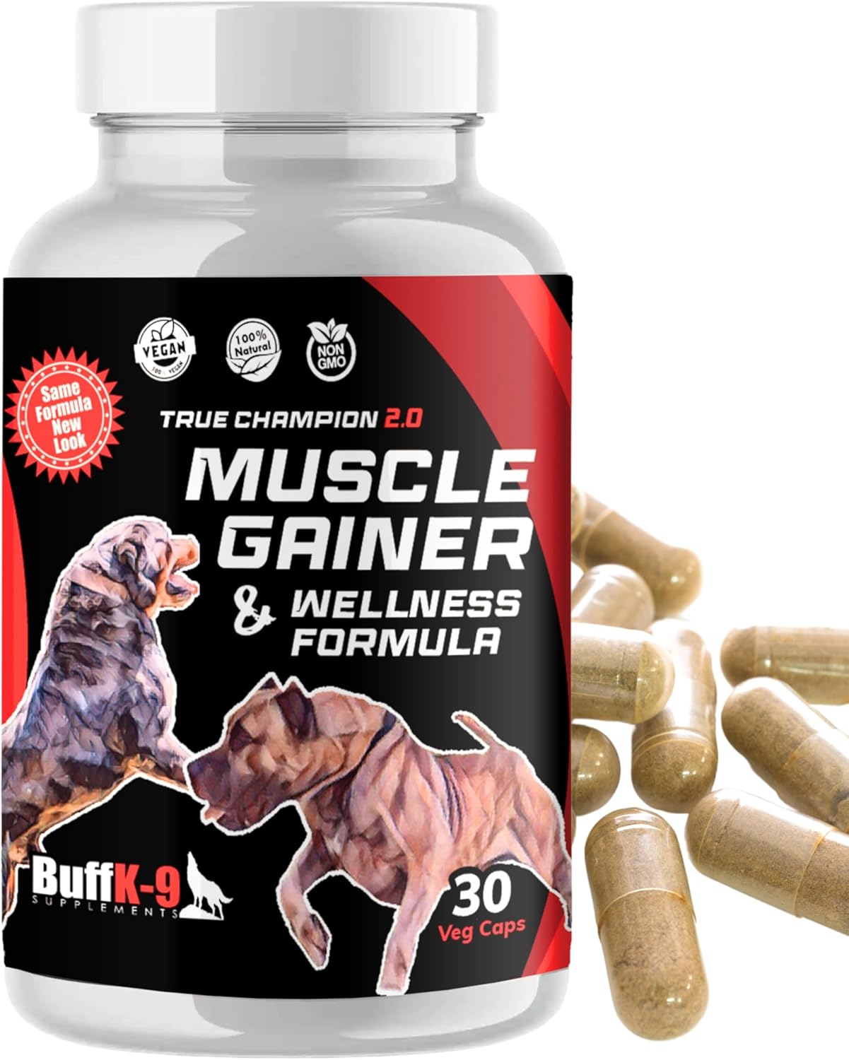 BuffK-9 True Champion Dog 2.0 - Muscle Builder for Dogs of All Ages and Breeds - Promotes Muscle Gain, Growth, and Recovery - Ideal for Aging Dogs and Post-Injury Support