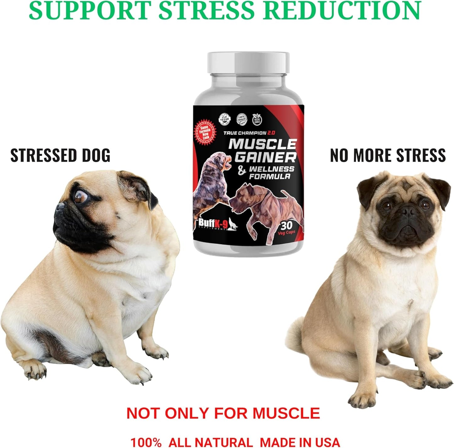 BuffK-9 True Champion Dog 2.0 - Muscle Builder for Dogs of All Ages and Breeds - Promotes Muscle Gain, Growth, and Recovery - Ideal for Aging Dogs and Post-Injury Support