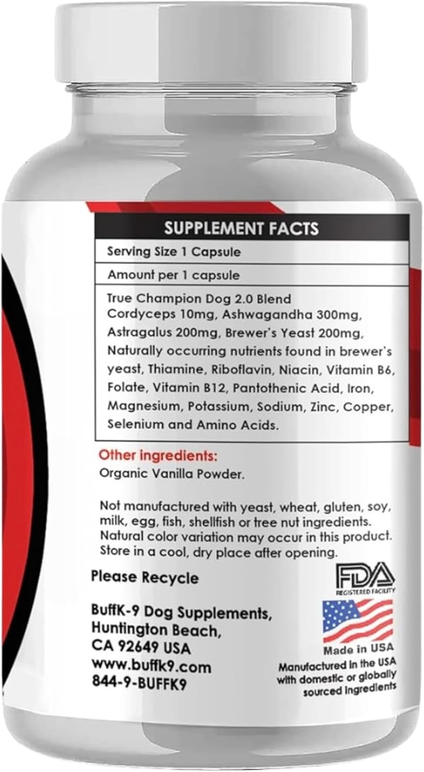 BuffK-9 True Champion Dog 2.0 - Muscle Builder for Dogs of All Ages and Breeds - Promotes Muscle Gain, Growth, and Recovery - Ideal for Aging Dogs and Post-Injury Support