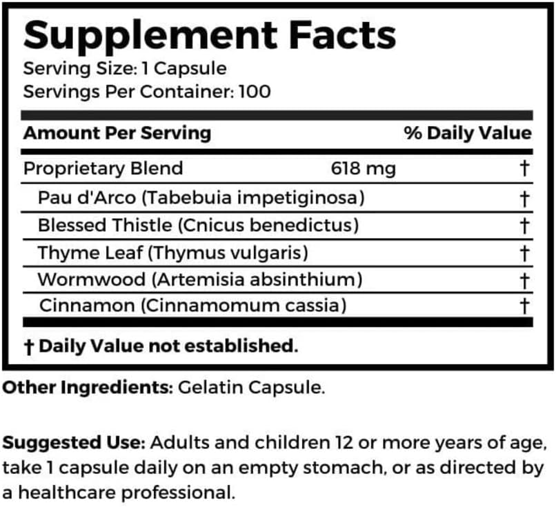 Bug Buster Anti-Candida Formula - 620mg, 100 Capsules, Promotes Candida Detox & Digestive Wellness