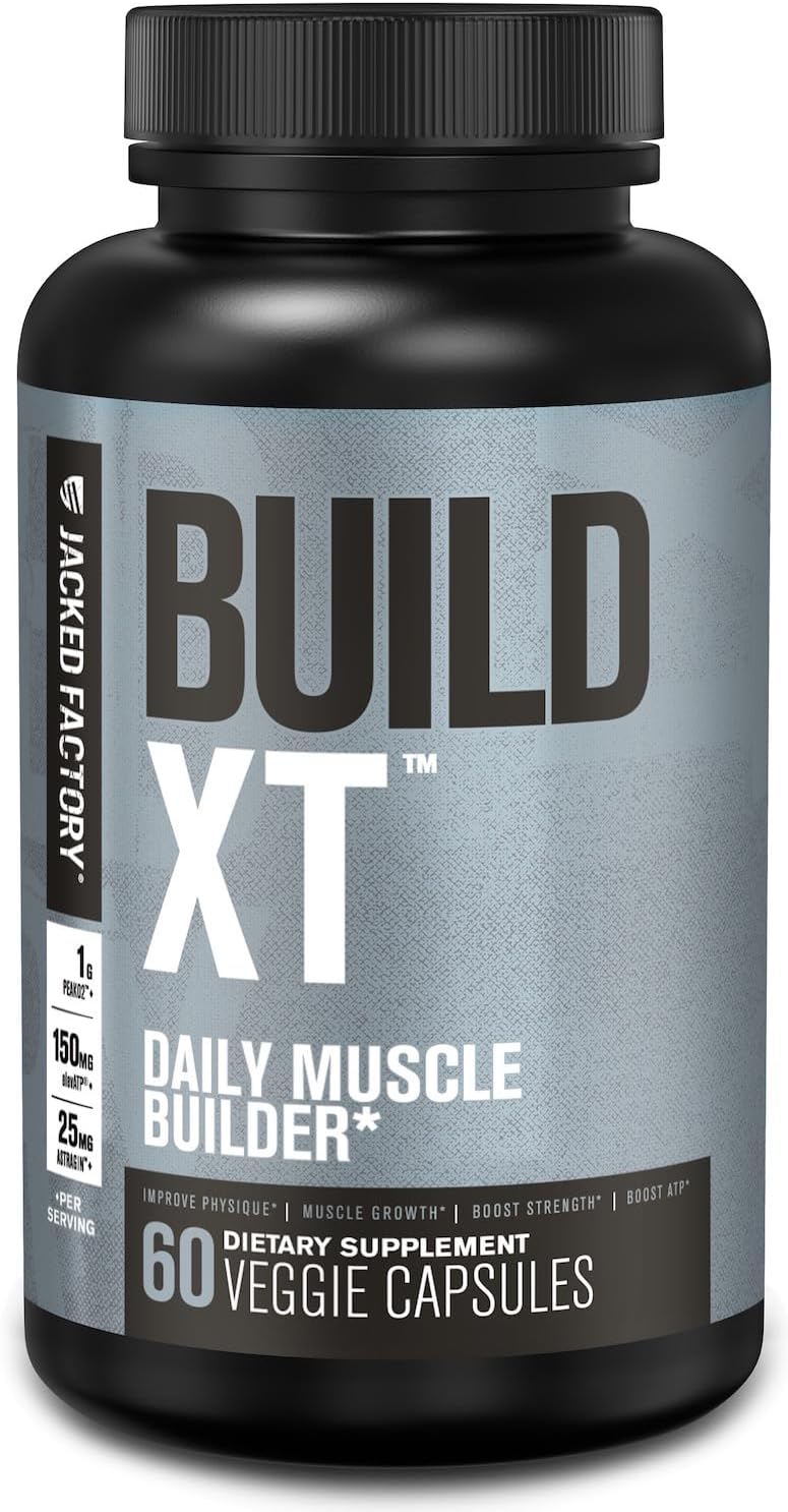 Build-XT Muscle Builder Supplement for Strength & Growth - Performance Enhancer with Trademarked Ingredients - 60 Veggie Pills