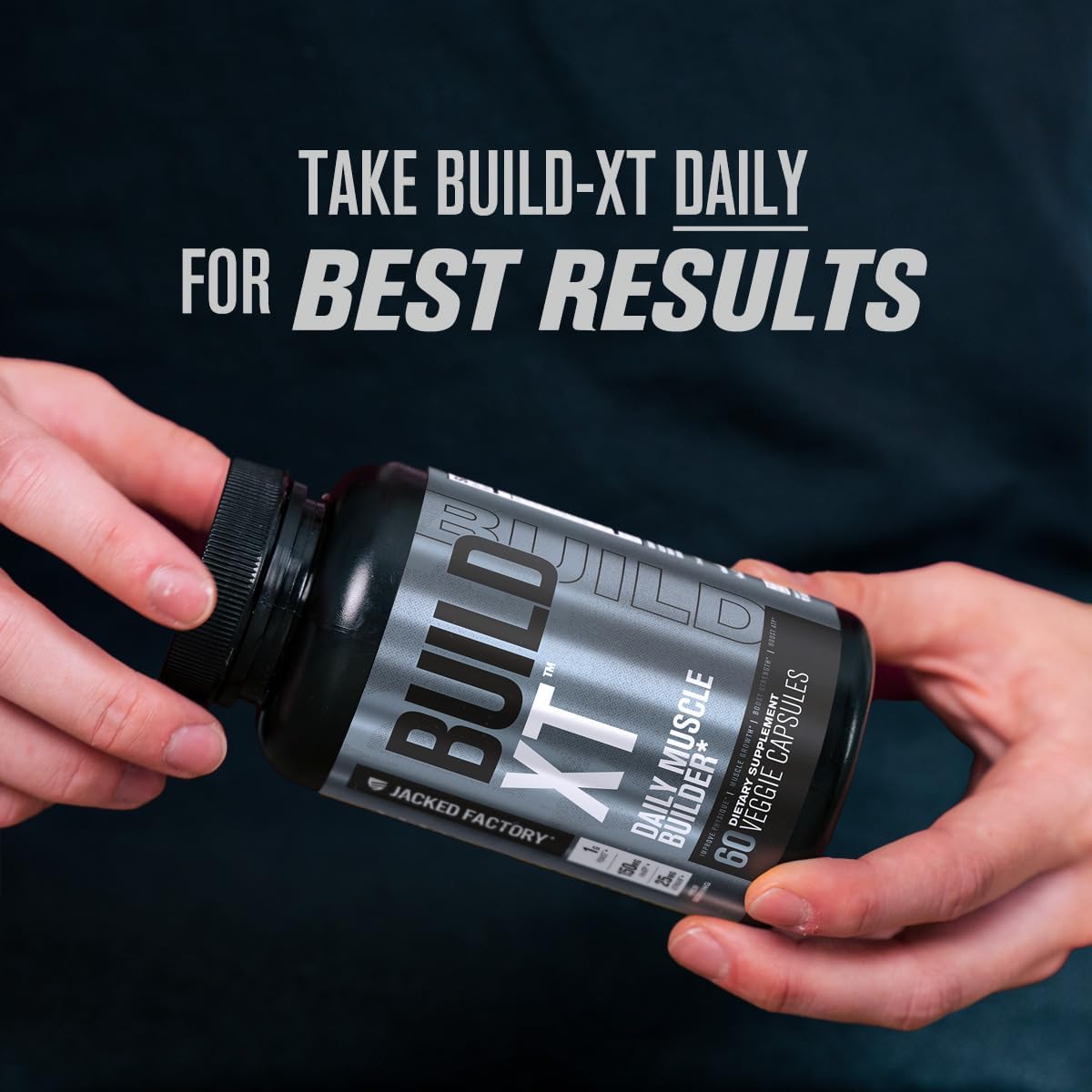 Build-XT Muscle Builder Supplement for Strength & Growth - Performance Enhancer with Trademarked Ingredients - 60 Veggie Pills