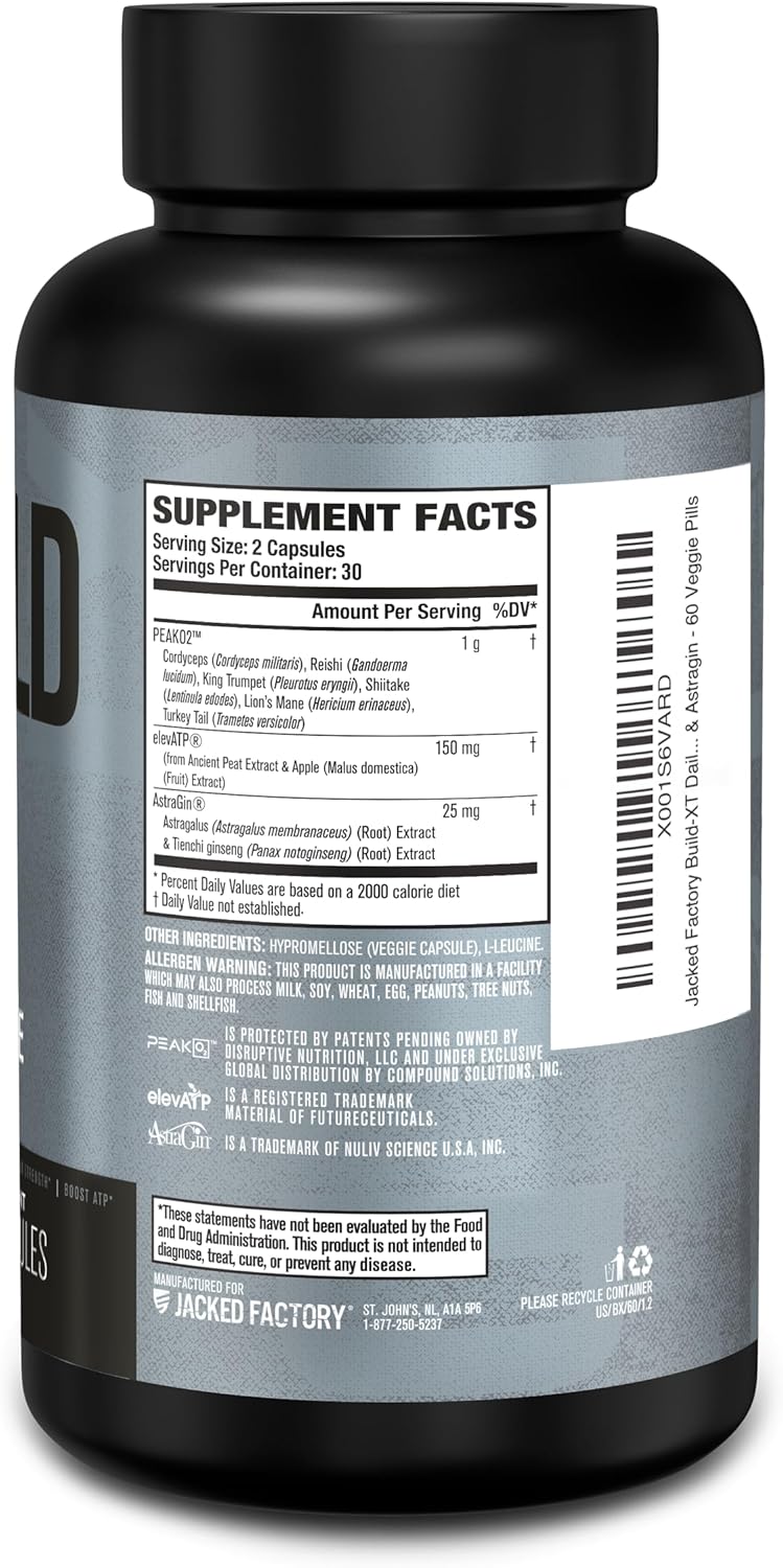 Build-XT Muscle Builder Supplement for Strength & Growth - Performance Enhancer with Trademarked Ingredients - 60 Veggie Pills