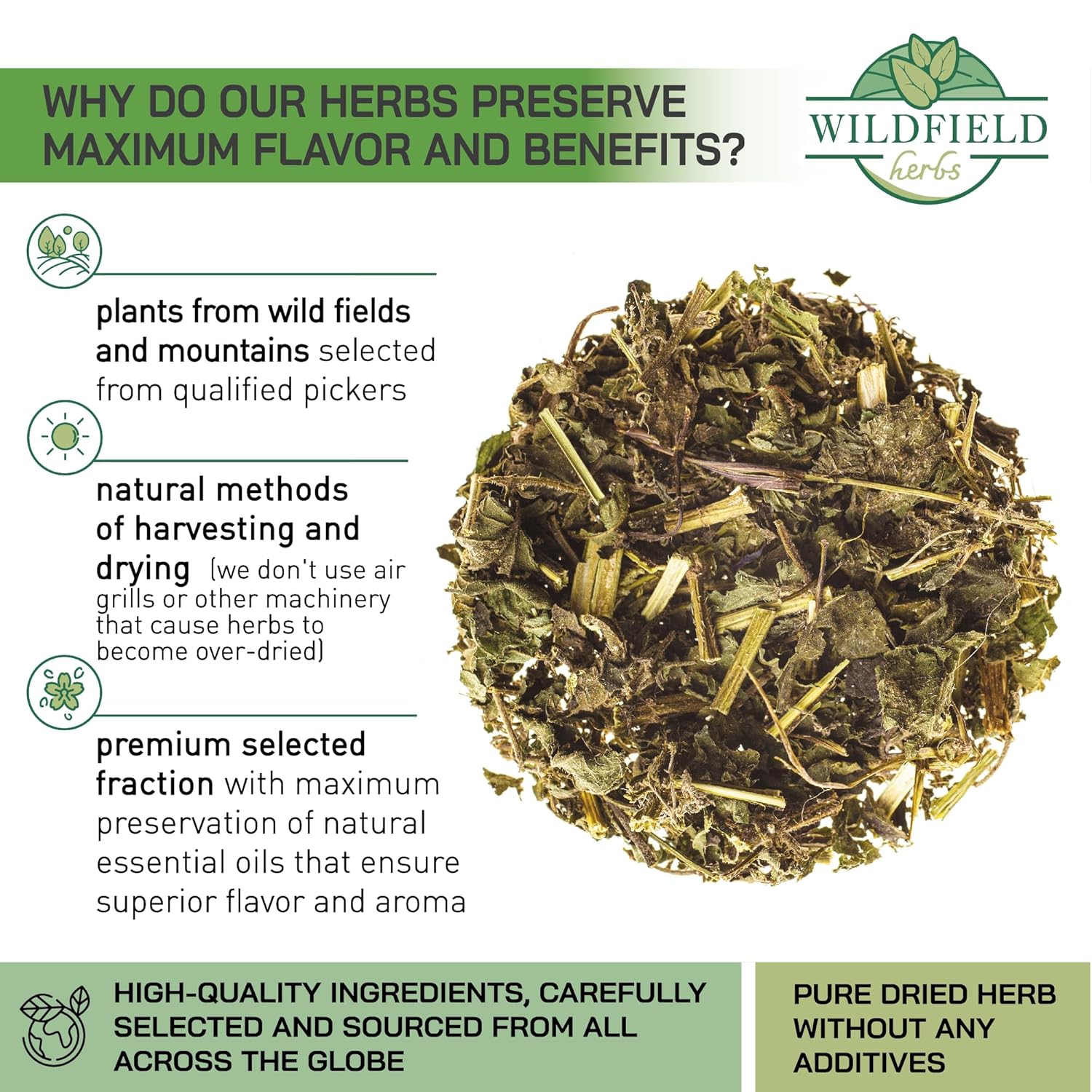 Bulk 4 oz Dried Nettle Leaf Tea - Wildfield Herbs Urtica Dioica Herbal Ortiga Planta Tea - 113g Stinging Nettle Leaves Herb Tea