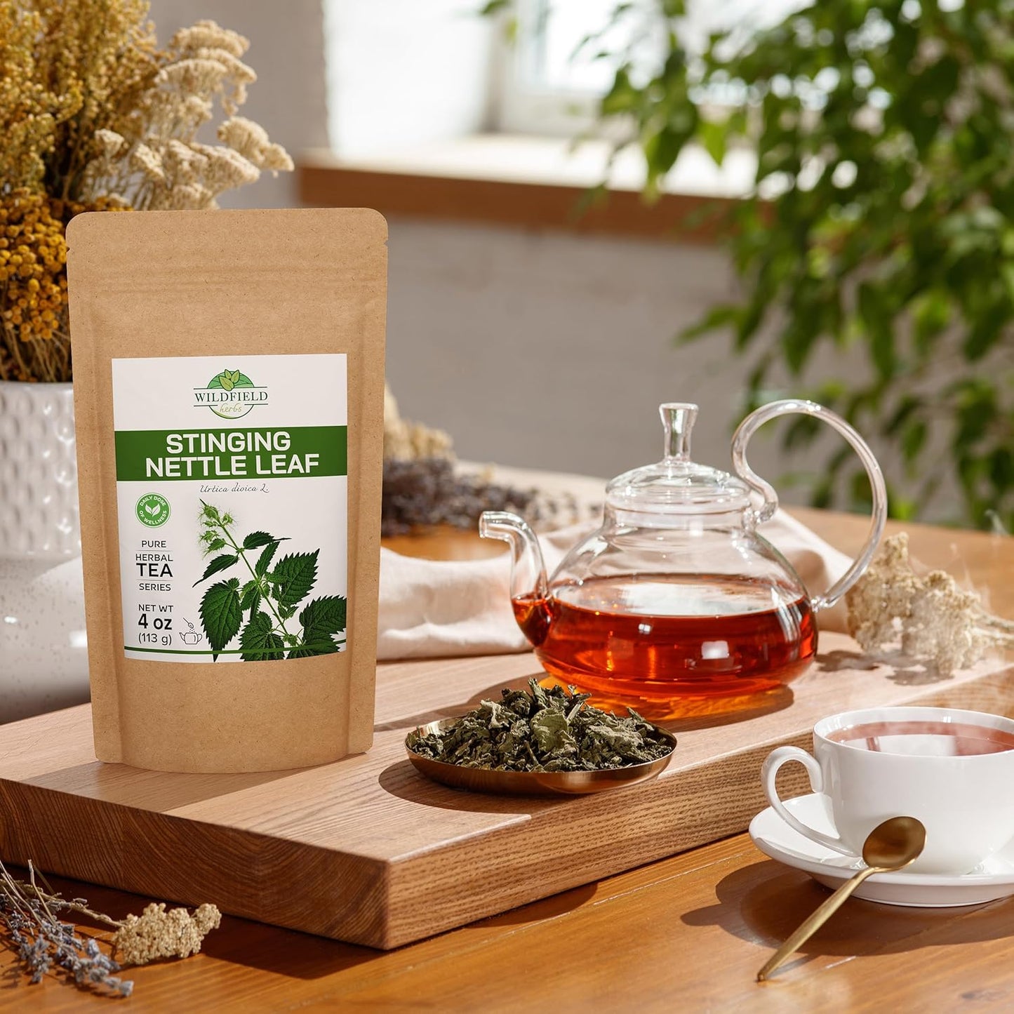 Bulk 4 oz Dried Nettle Leaf Tea - Wildfield Herbs Urtica Dioica Herbal Ortiga Planta Tea - 113g Stinging Nettle Leaves Herb Tea