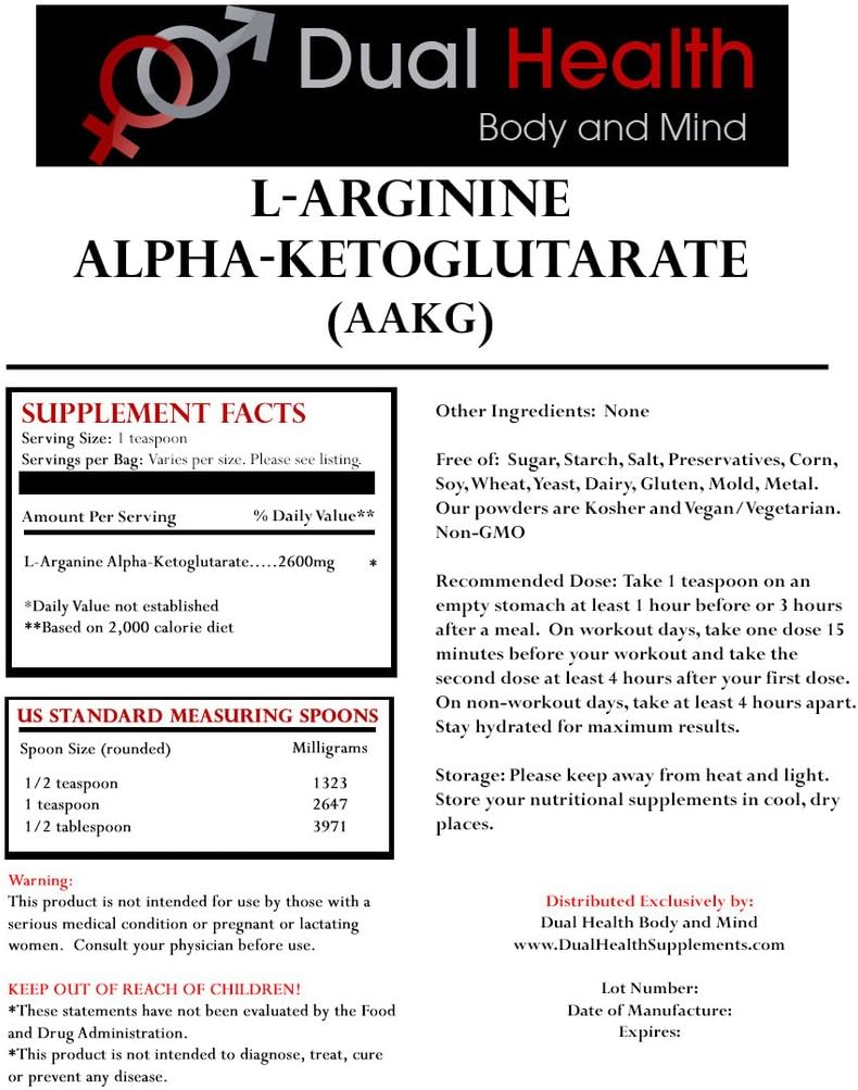 Bulk AAKG Powder for Body & Mind Health - 2 lb L-Arginine Alpha-Ketoglutarate Supplement