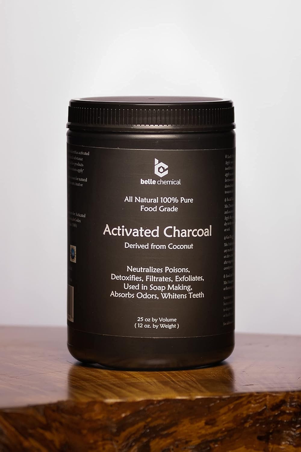 Bulk Belle Chemical Large Coconut Activated Charcoal Powder - Food Grade & Kosher - Teeth Whitening, Scrubs, Soap Making
