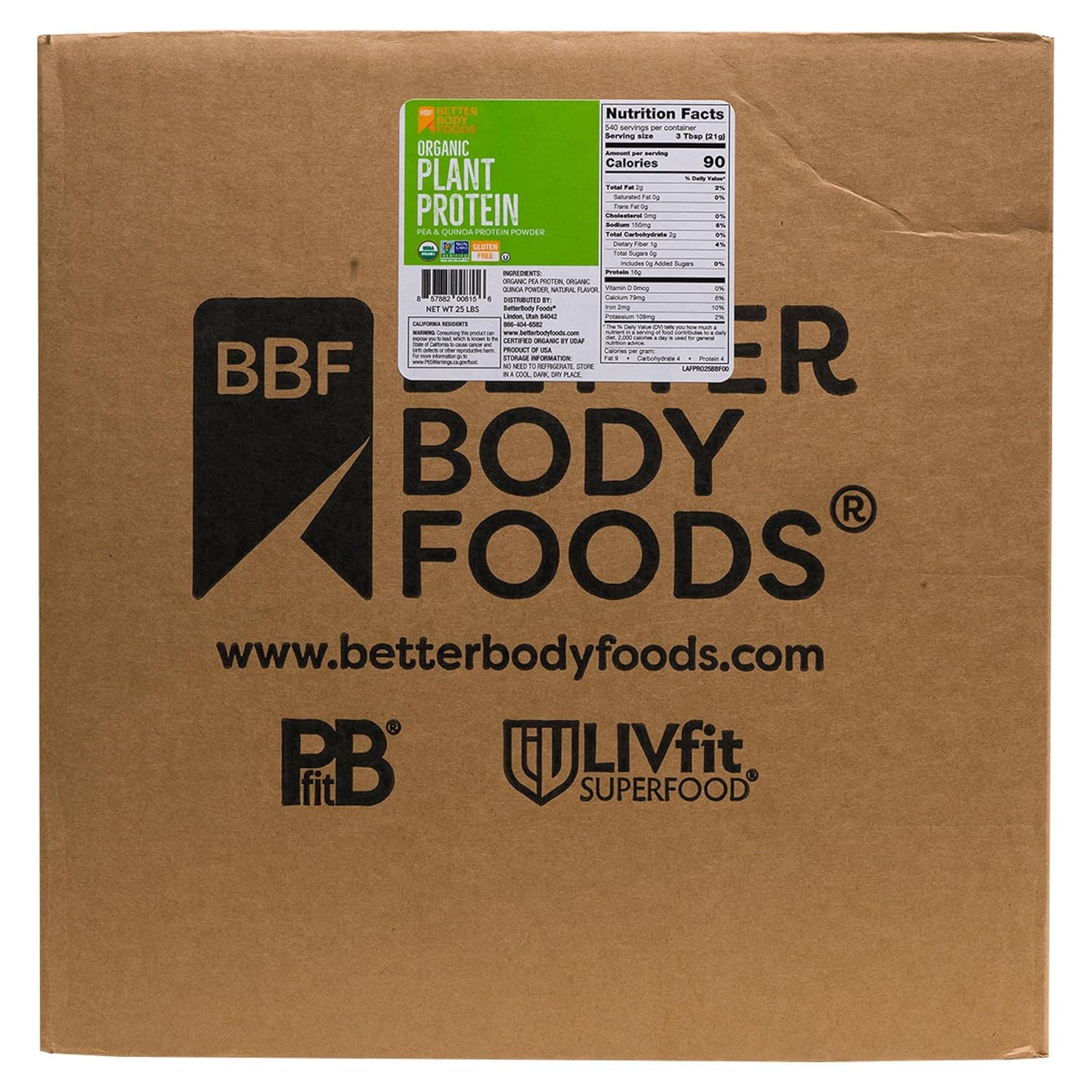 Bulk Betterbody Foods Plant Protein Powder - 25 lbs - Vegan, Non-GMO, Gluten-Free