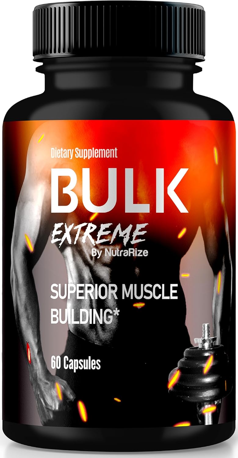 Bulk Extreme Muscle Building Formula for Men - Natural Male Pills for Lean Muscle Mass & Physical Performance - NutraRize (60 Capsules)