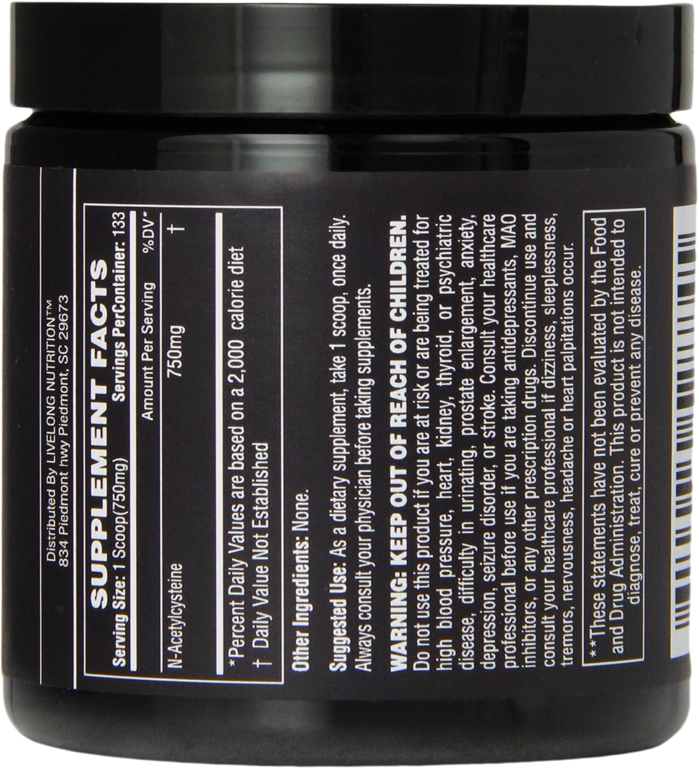 Bulk N-Acetyl L-Cysteine Powder for Liver Health & Antioxidant Support - 3.5 Oz