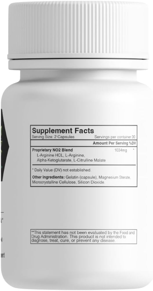 Bulk Nitric Oxide Capsules - 60 Capsules, 30 Servings - Essential Supplement
