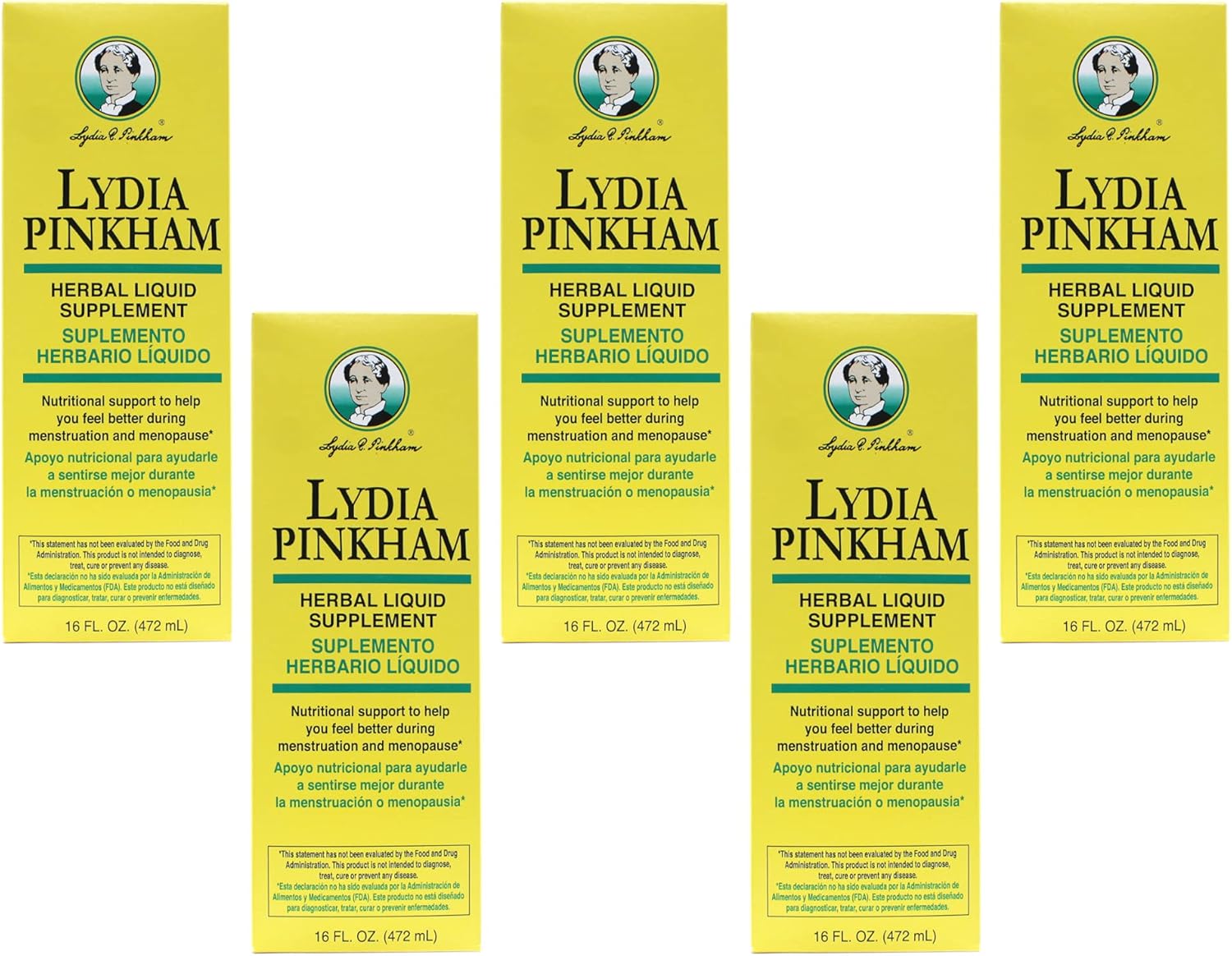 Bulk Pack of 5 Lydia Pinkham Herbal Liquid Supplement 16 oz - Natural Remedy for Women's Health