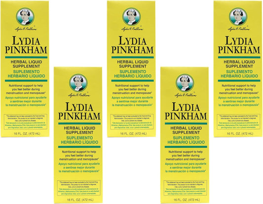Bulk Pack of 5 Lydia Pinkham Herbal Liquid Supplement 16 oz - Natural Remedy for Women's Health