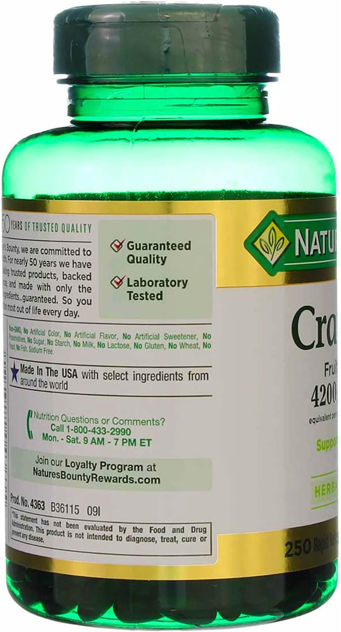 Bulk Pack of 750 Nature's Bounty Cranberry with Vitamin C Softgels, 4200 mg Each