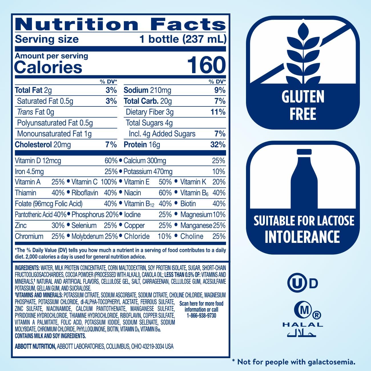 Bulk Pack of High Protein Milk Chocolate Nutrition Shakes with Fiber - 24 Count
