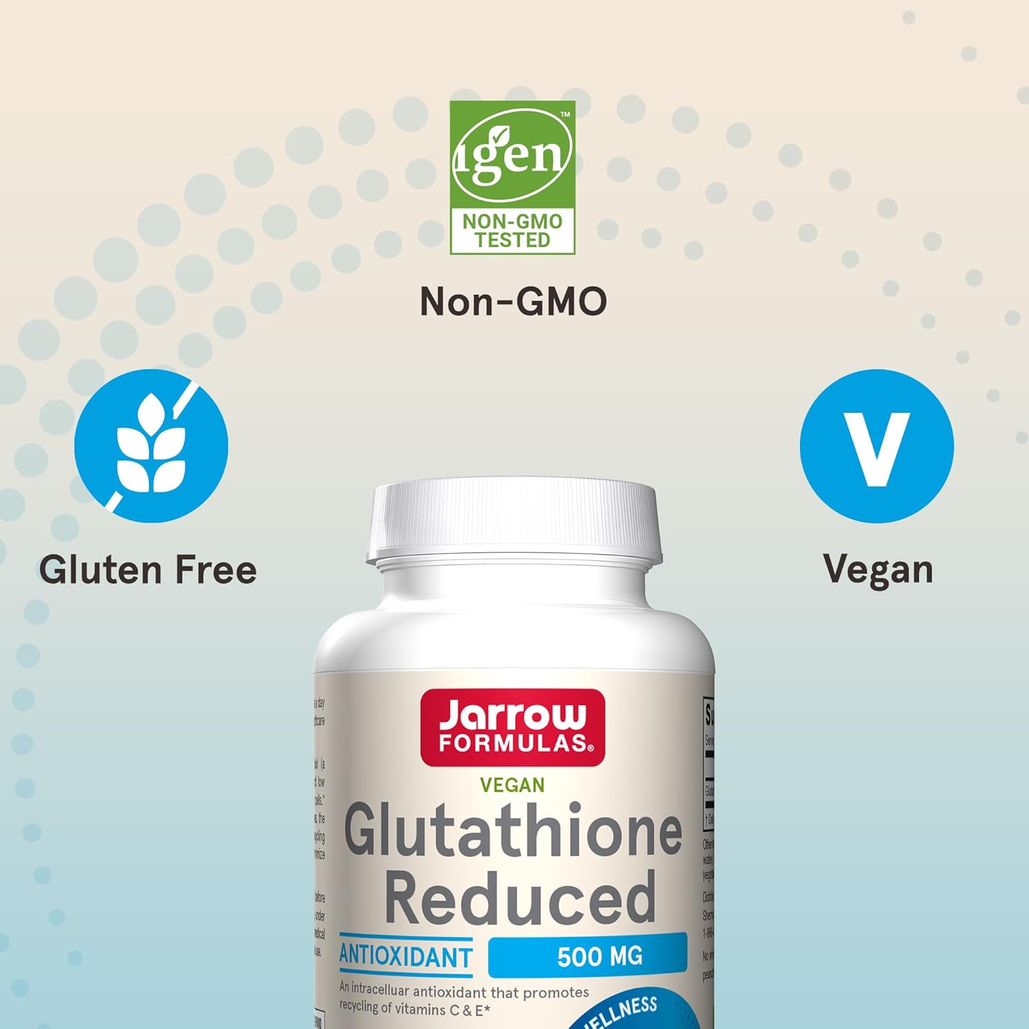 Bulk Pack of Jarrow Formulas Glutathione Reduced 500 mg Capsules - Antioxidant Support for Vitamins C & E - Non-GMO, Gluten Free, Vegan - 1440 Capsules Total