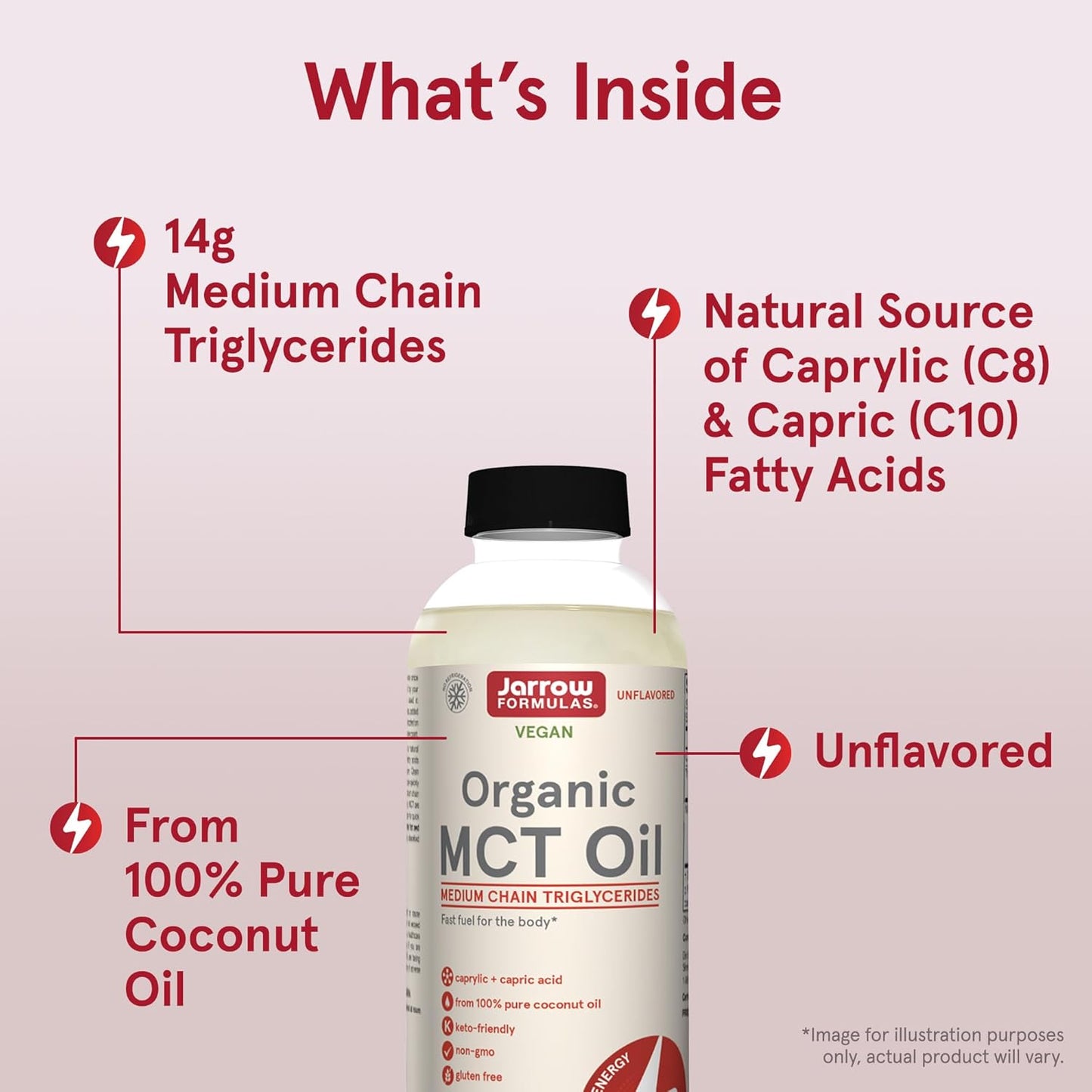 Bulk Pack of Jarrow Formulas Organic MCT Oil - 16 fl oz Each - Brain & Muscle Fuel - C8 & C10 - Keto Friendly - Unflavored - 12 Pack