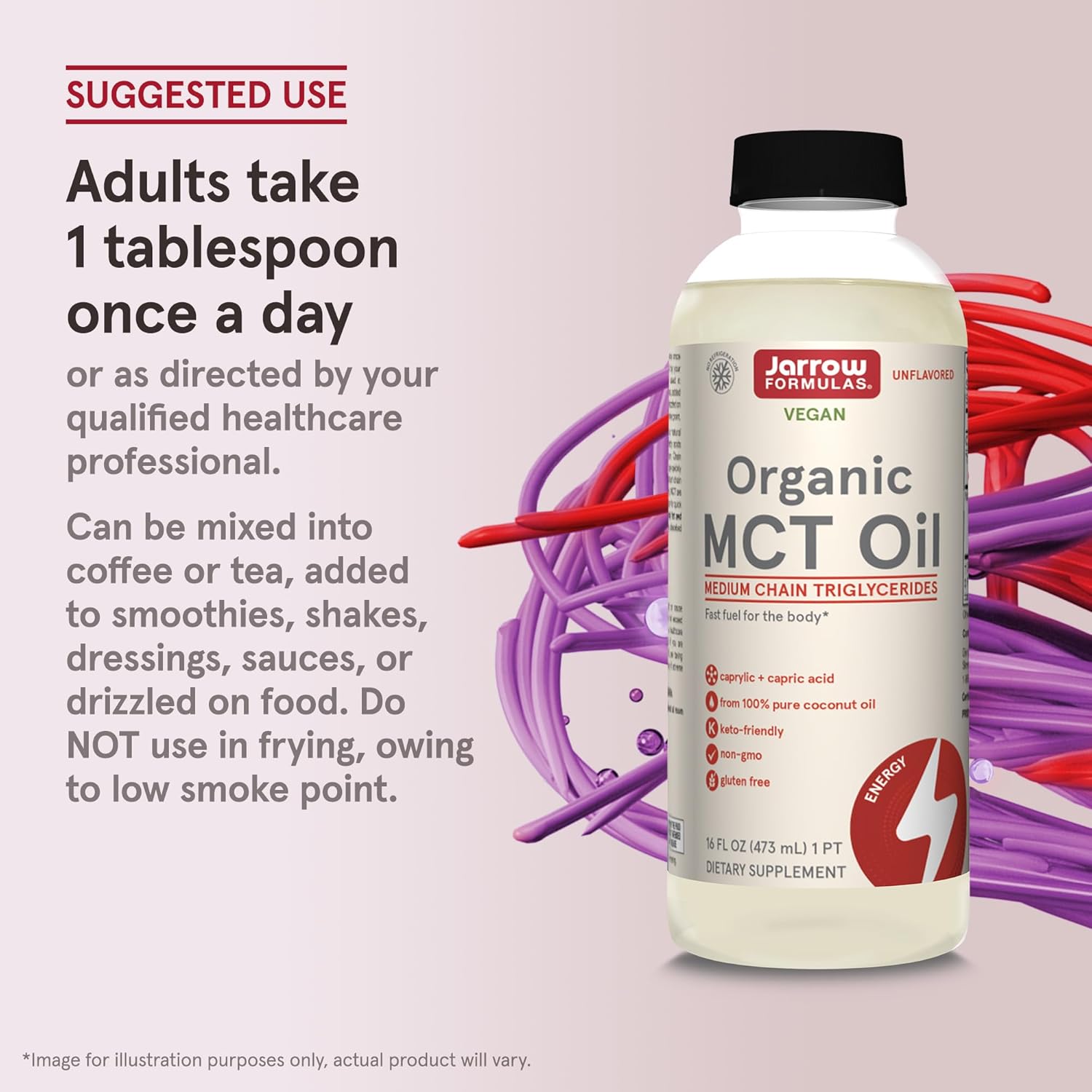 Bulk Pack of Jarrow Formulas Organic MCT Oil - 16 fl oz Each - Brain & Muscle Fuel - C8 & C10 - Keto Friendly - Unflavored - 12 Pack