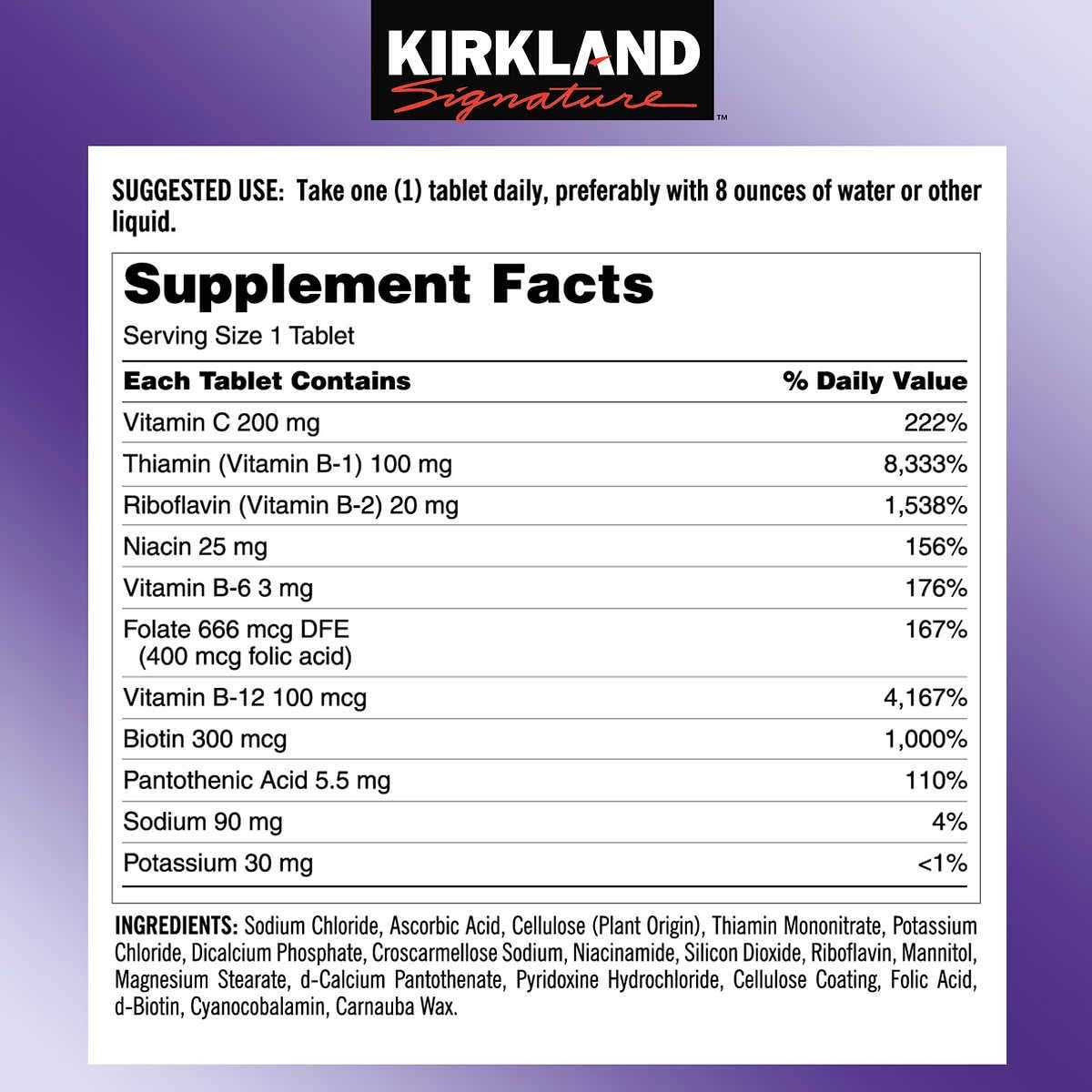 Bulk Pack of Kirkland Signature Super B-Complex with Electrolytes - 2000 Tablets