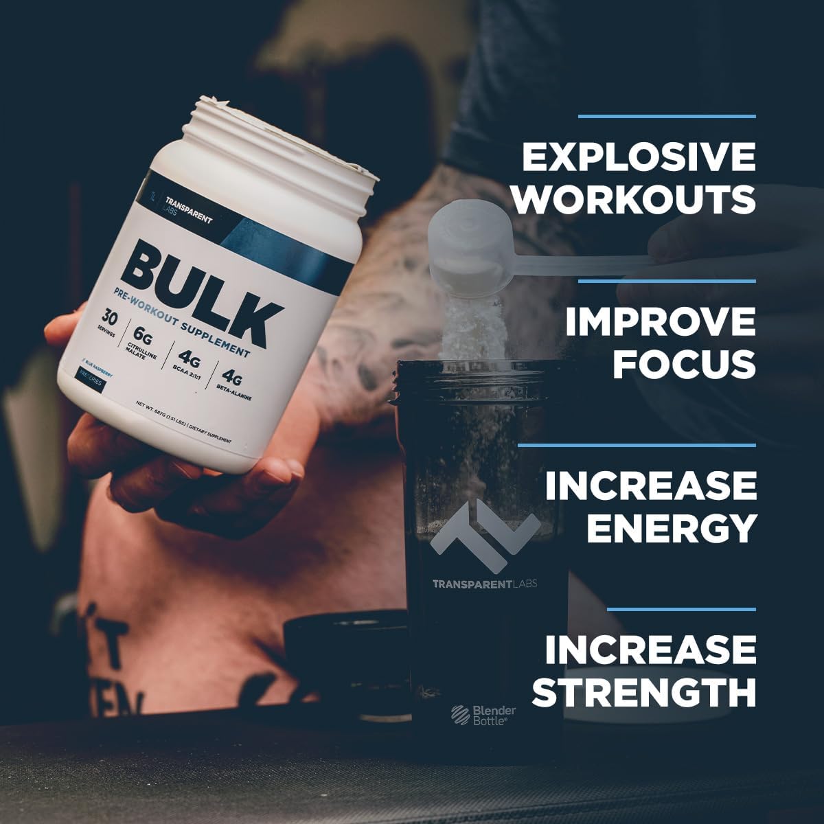Bulk Pre Workout Powder - Transparent Labs Advanced Formula for Muscle Building and Strength - Peach Mango Flavor, 30 Servings