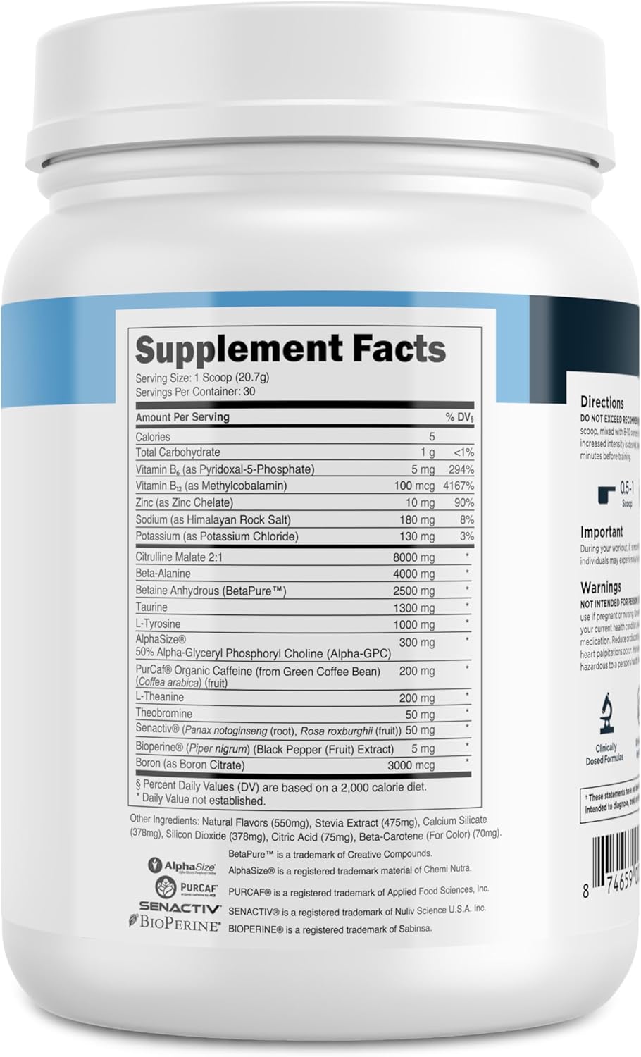Bulk Pre Workout Powder - Transparent Labs Advanced Formula for Muscle Building and Strength - Peach Mango Flavor, 30 Servings