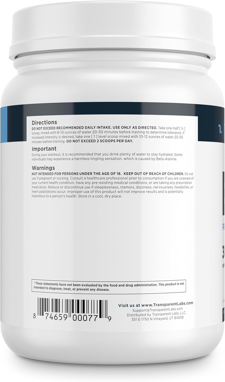 Bulk Pre Workout Powder - Transparent Labs Advanced Formula for Muscle Building and Strength - Peach Mango Flavor, 30 Servings