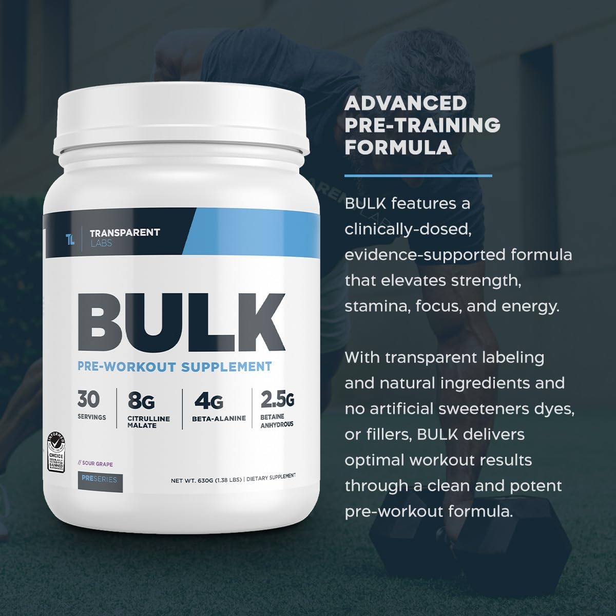 Bulk Pre Workout Powder for Muscle Building and Strength - 30 Servings, Watermelon Flavor