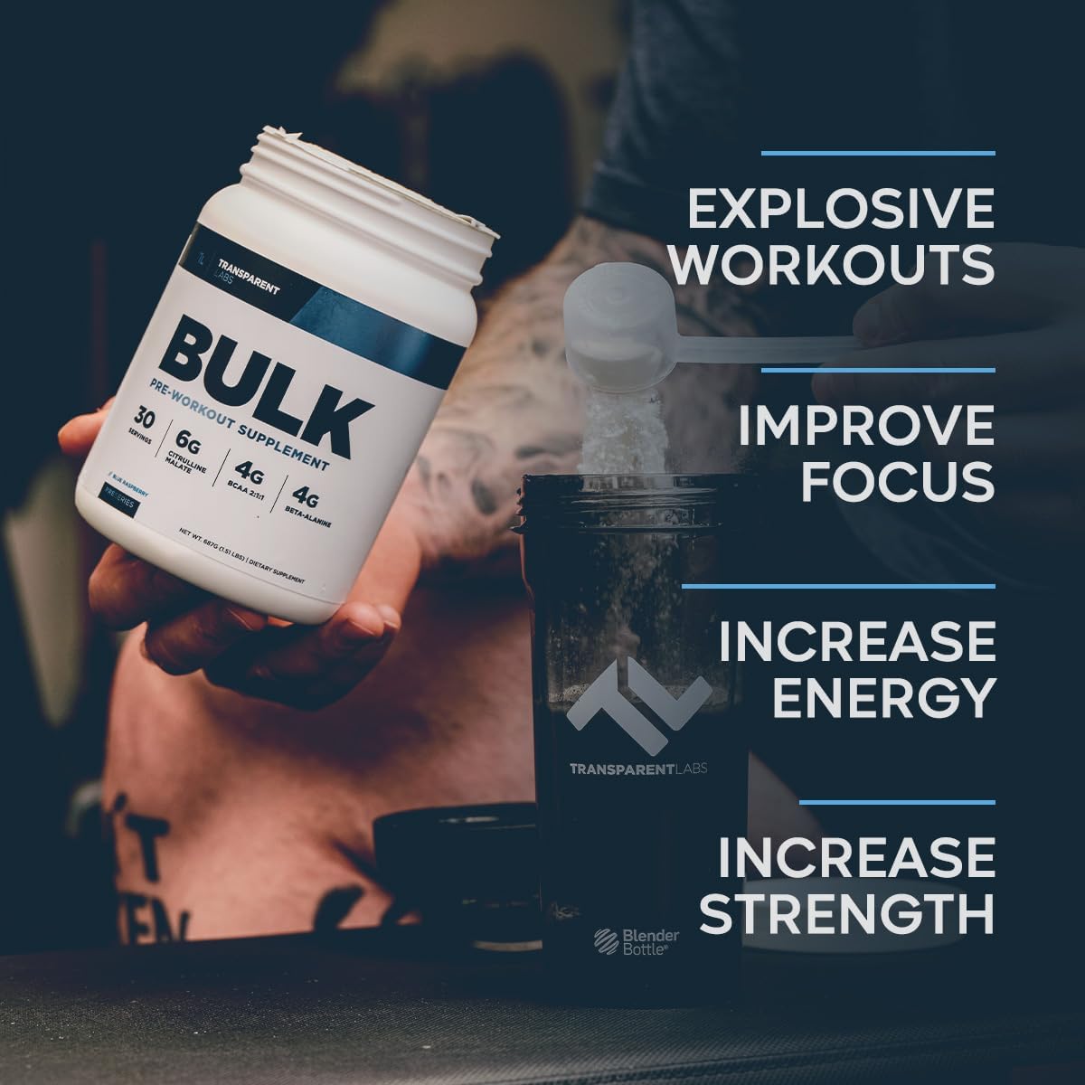 Bulk Pre Workout Powder for Muscle Building and Strength - 30 Servings, Watermelon Flavor