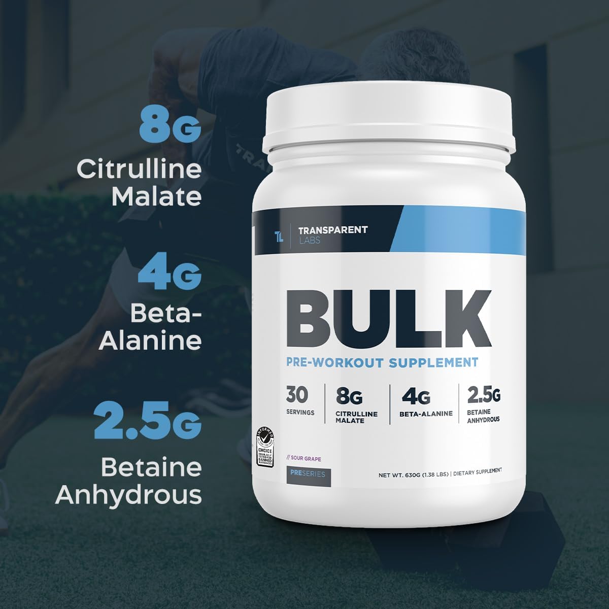 Bulk Pre Workout Powder for Muscle Building and Strength - 30 Servings, Watermelon Flavor