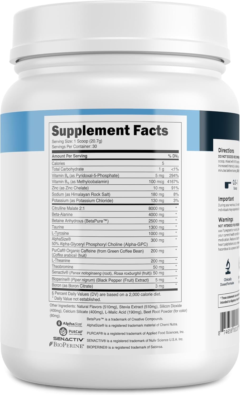 Bulk Pre Workout Powder for Muscle Building and Strength - 30 Servings, Watermelon Flavor
