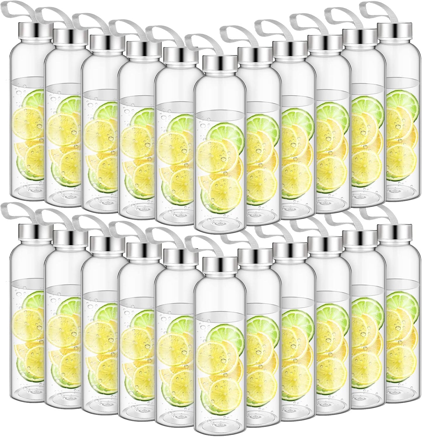 Bulk Set of 40 Reusable 17 oz Water Bottles with Stainless Steel Leak Proof Lids and Carrying Straps - Ideal for Cheerleader Team Gifts and Outdoor Sports