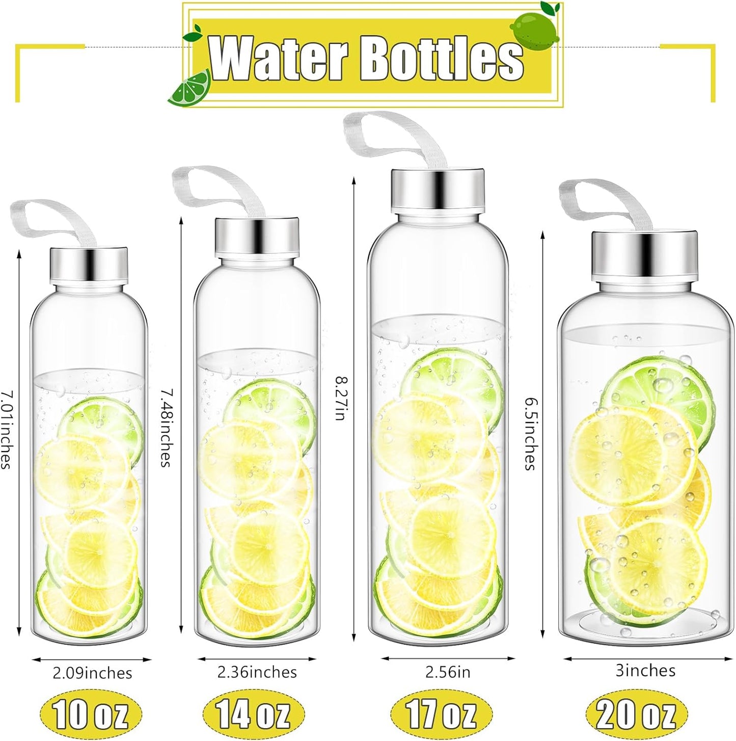 Bulk Set of 40 Reusable 17 oz Water Bottles with Stainless Steel Leak Proof Lids and Carrying Straps - Ideal for Cheerleader Team Gifts and Outdoor Sports