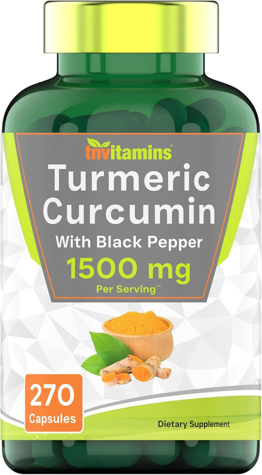 Bulk Size Golden Turmeric Curcumin Capsules with Black Pepper - 1500 MG, 270 Capsules - Non-GMO, Made in USA - 3 Month Supply