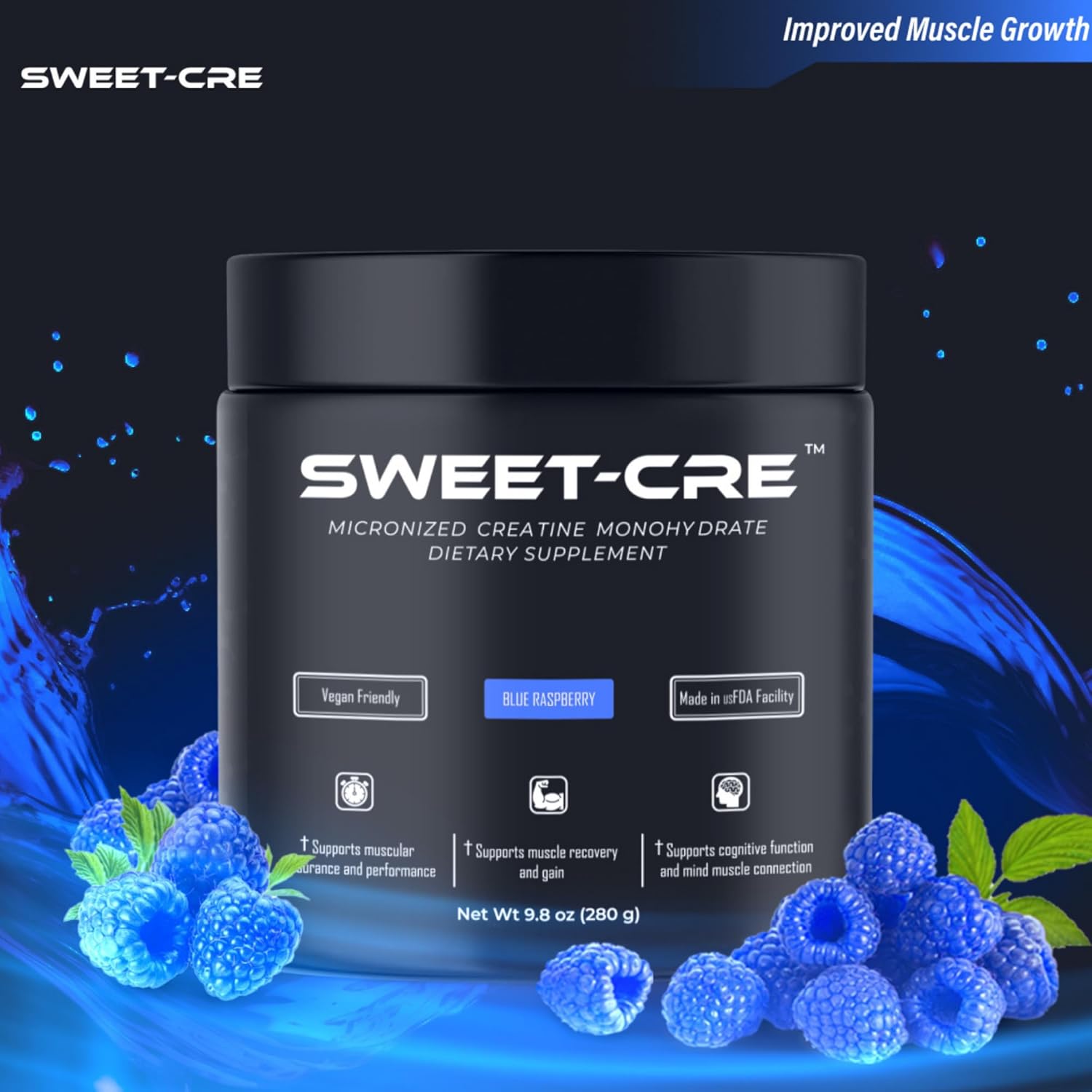 Bulk Supplements Sweet Cre Creatine Monohydrate Powder for Men and Women - Fruit Punch Flavor - 9.8oz (40 Servings)