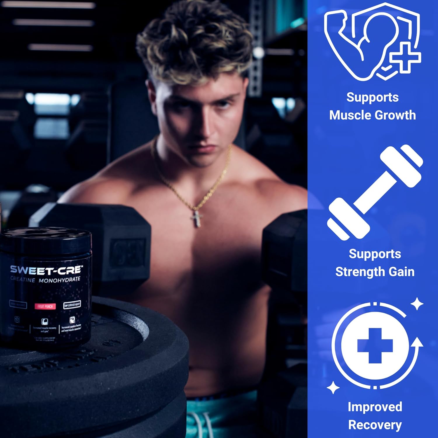 Bulk Supplements Sweet Cre Creatine Monohydrate Powder for Men and Women - Fruit Punch Flavor - 9.8oz (40 Servings)