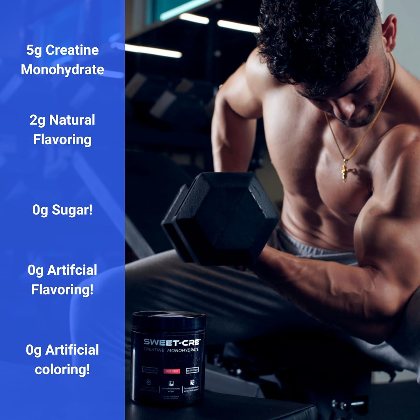 Bulk Supplements Sweet Cre Creatine Monohydrate Powder for Men and Women - Fruit Punch Flavor - 9.8oz (40 Servings)