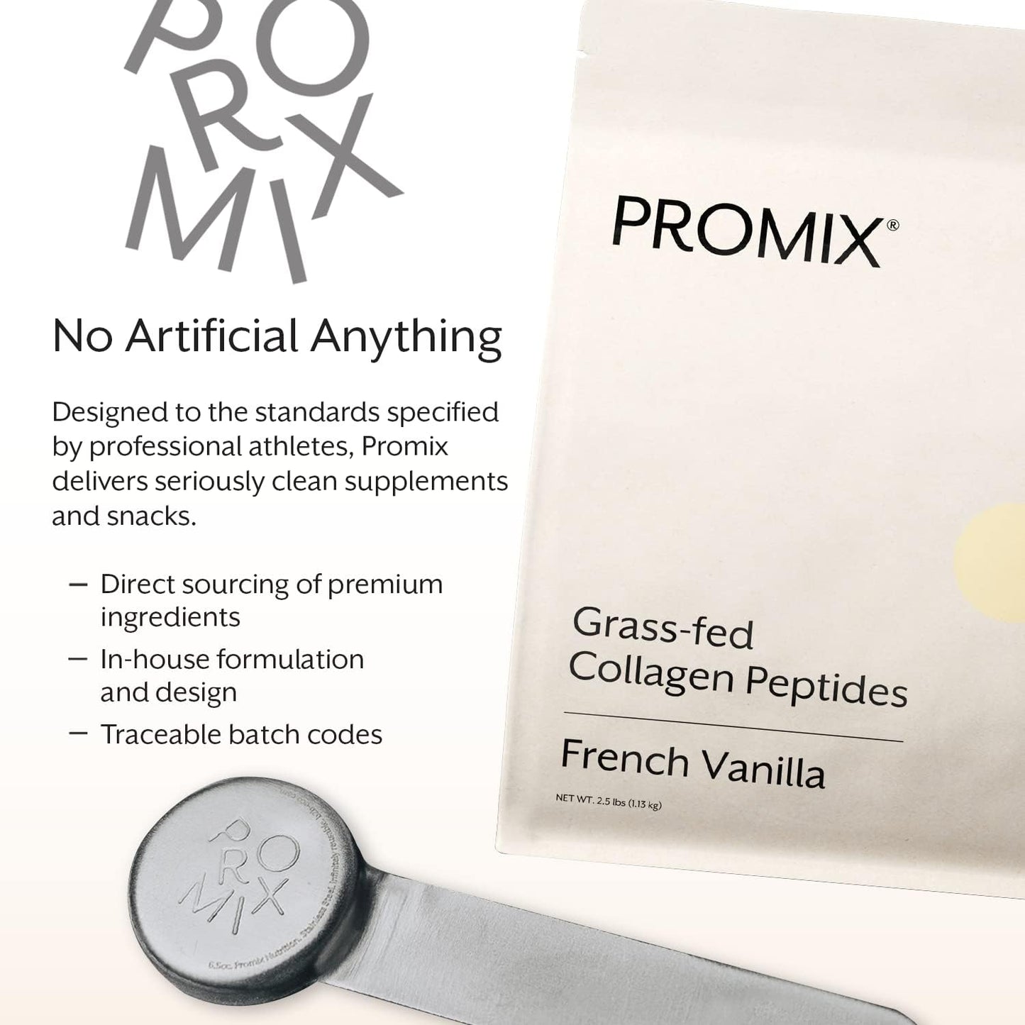Bulk Vanilla Collagen Peptides Powder - Hydrolyzed Protein for Skin, Bones & Joints - 2.5lb - Mix in Shakes & Baking