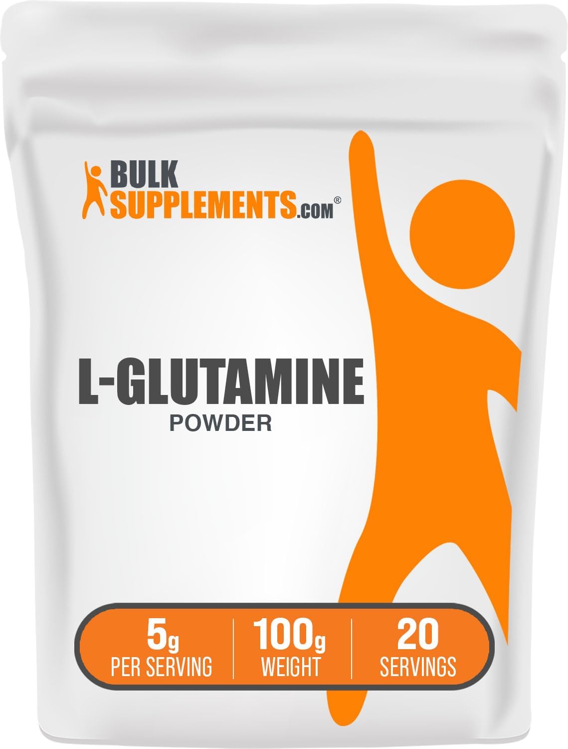 BulkSupplements L-Glutamine Powder - 5000mg Glutamine Supplement, Unflavored, Gluten Free - 100g (Pack of 1)