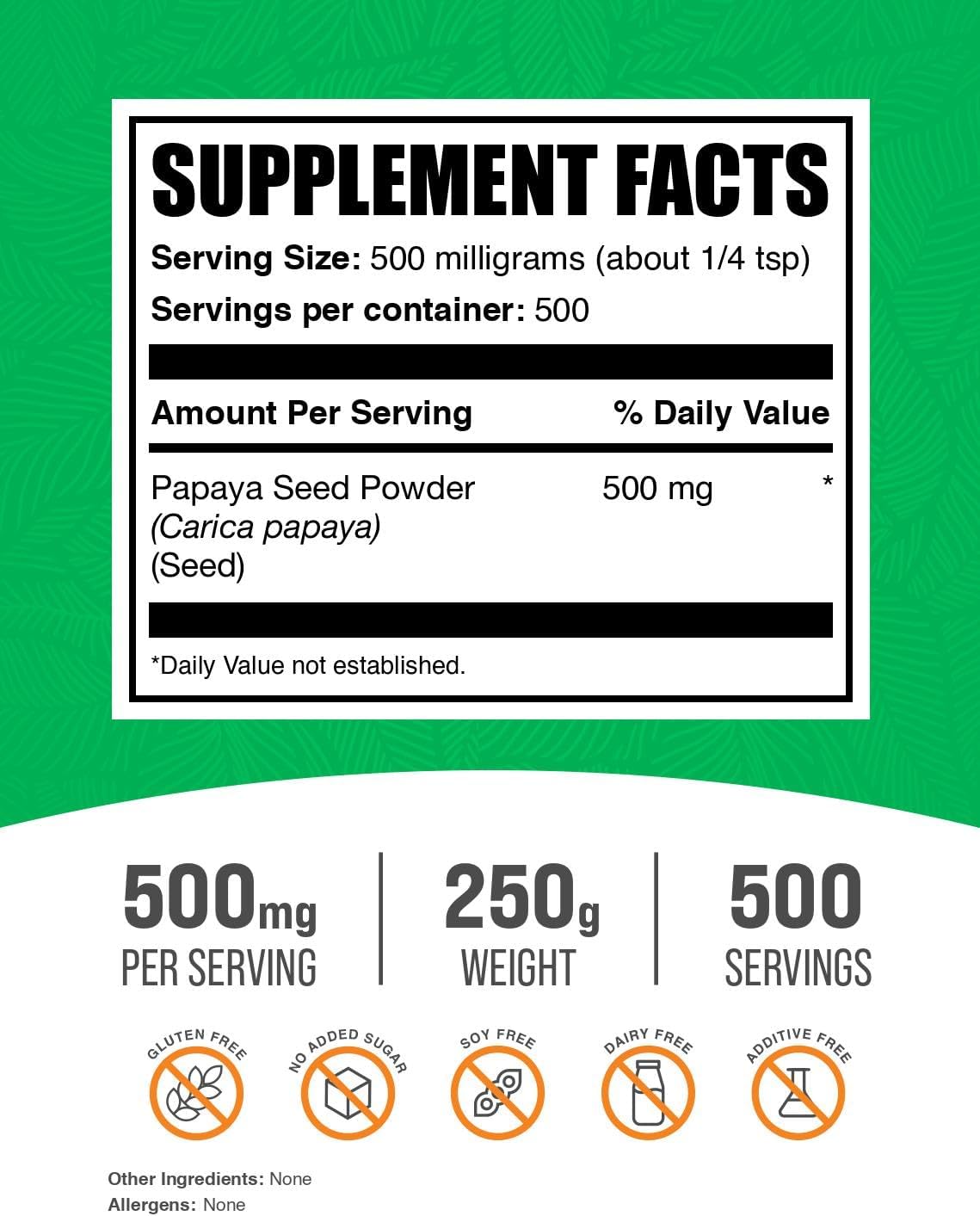 BulkSupplements Papaya Seed Powder - Carica Papaya Seeds, Digestive Support, Gluten Free - 250g (8.8 oz)