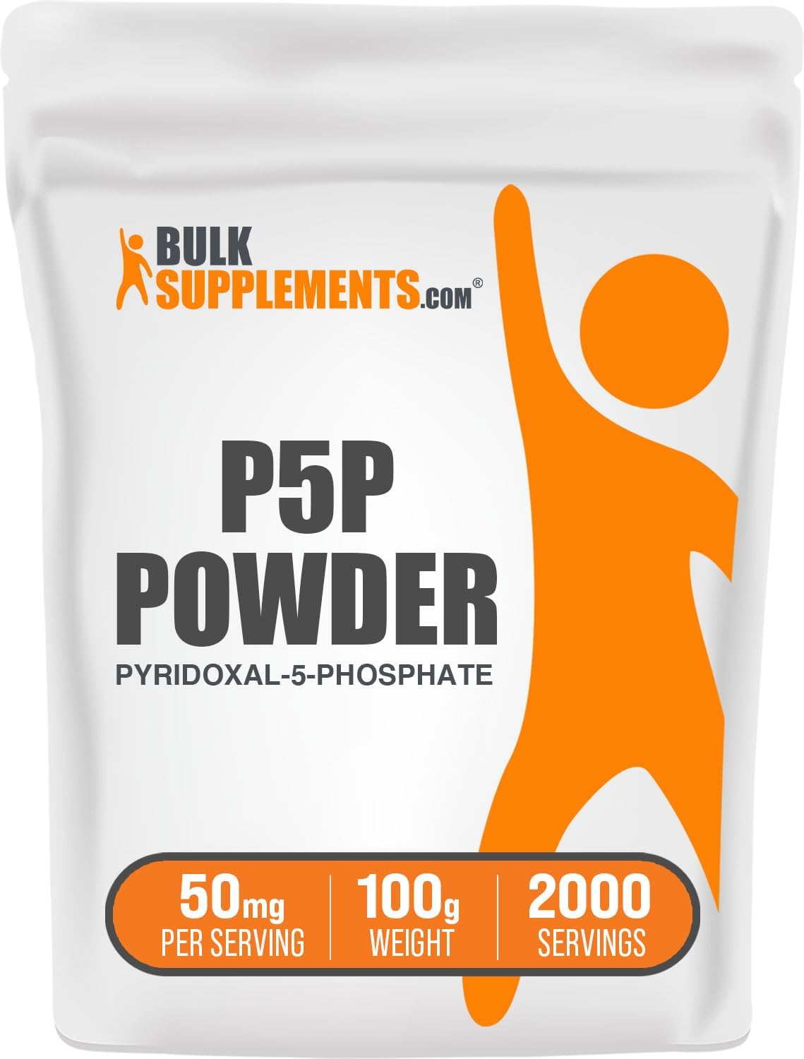 BulkSupplements Pyridoxal 5 Phosphate Powder - P-5-P Vitamin B6 Supplement, Gluten Free, 50mg per Serving, 100g Pack